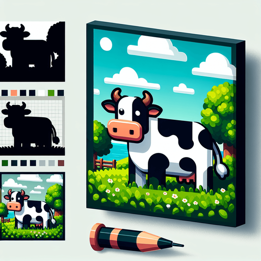 a cow.
Single Game Texture. In-Game asset. 2d. Blank background. High contrast. No shadows.