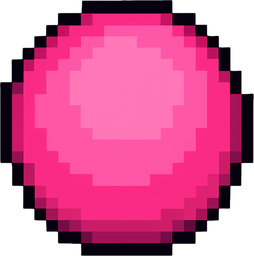 pixel art pink circle.
In-Game asset.  2d.  High contrast.  No shadows
