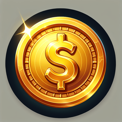Gold coin.
Single Game Texture.  In-Game asset.  2d.  Blank background.  High contrast.  No shadows