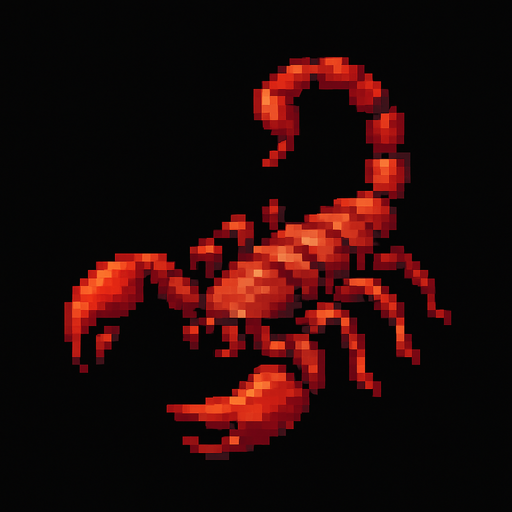 pixel akrep yap.
In-Game asset.  2d.  High contrast.  No shadows