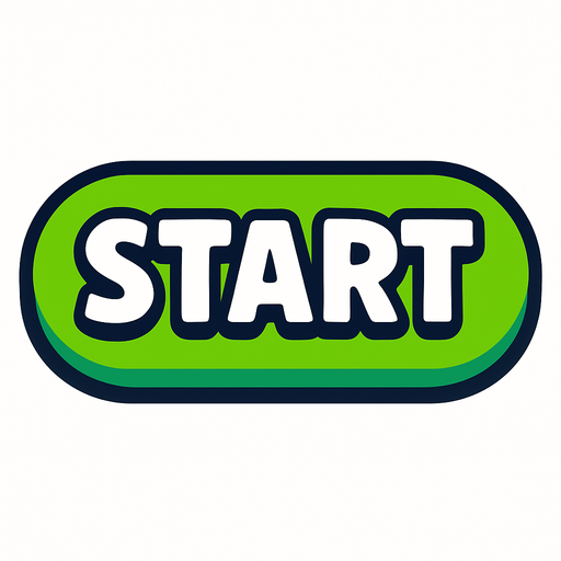Boton de juego que diga "START".
In-Game asset.  2d.  High contrast.  No shadows