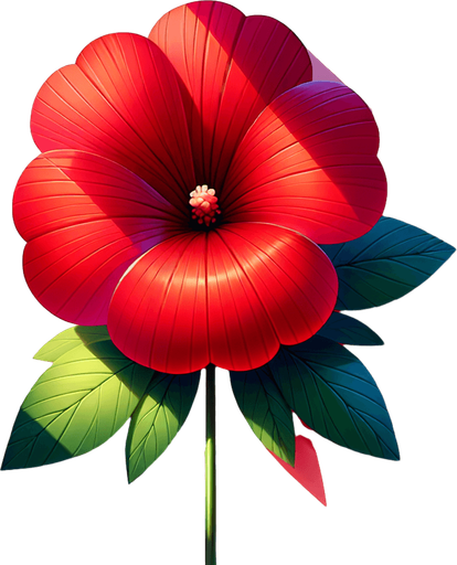 red flower.
Single Game Texture.  In-Game asset.  2d.  Blank background.  High contrast.  No shadows