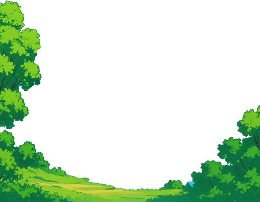 gambar anime tentang danau yang luas di pagi hari. di kejauhan hutan dan pegunungan serta langit cerah.
In-Game asset.  2d.  High contrast.  No shadows