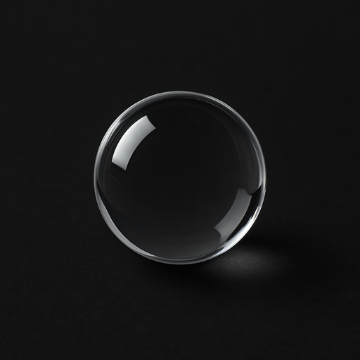 simple single cristal clear sphere.
black background.