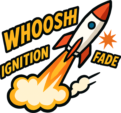 A powerful and dynamic rocket launch sound effect for a 2D arcade game. It should include ignition, rising whoosh, and a subtle explosion fade as it flies off-screen.".
In-Game asset.  2d.  High contrast.  No shadows