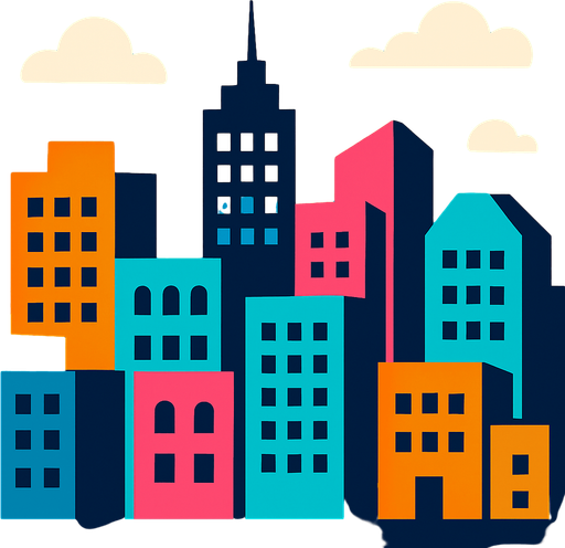 Make the city background.
In-Game asset.  2d.  High contrast.  No shadows
