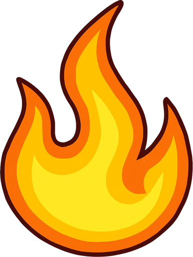 transparent fire simbol.
In-Game asset.  2d.  High contrast.  No shadows