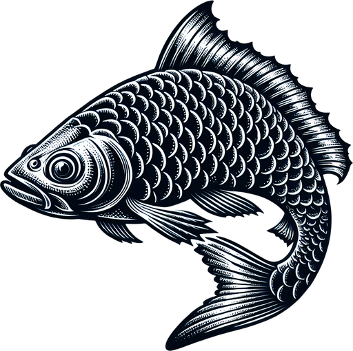Fish.
Single Game Texture.  In-Game asset.  2d.  Blank background.  High contrast.  No shadows