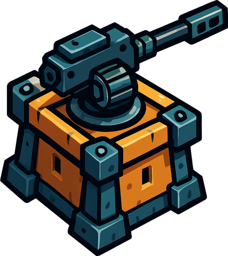 kuş bakışı silahlı kule..
In-Game asset.  2d.  High contrast.  No shadows