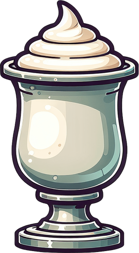 a pot of yogurt.
Single Game Texture. In-Game asset. 2d. Blank background. High contrast. No shadows.