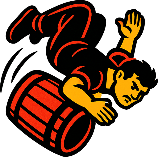 barrrel rolling.
In-Game asset.  2d.  High contrast.  No shadows