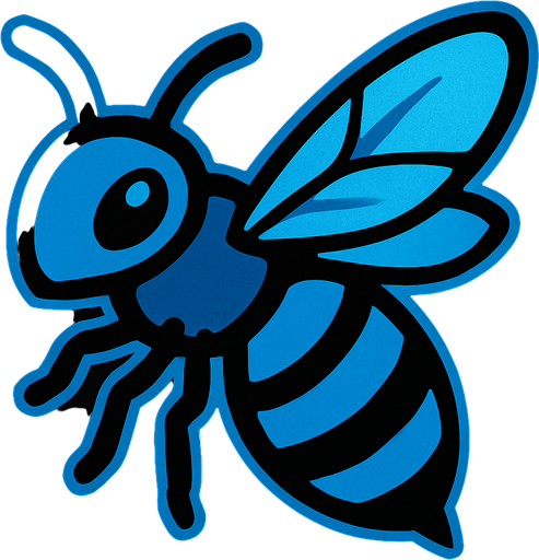 Abeille bleu.
In-Game asset.  2d.  High contrast.  No shadows