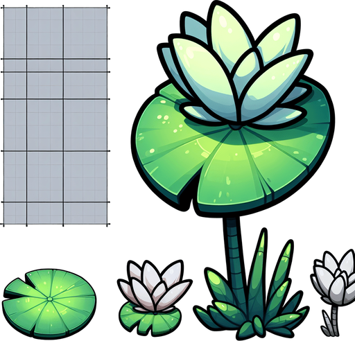 Single Cartoon lillypad edge on. No flower
Game Texture. In-Game asset. 2d. Blank background. High contrast. No shadows.