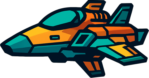 A future spaceship.
In-Game asset.  2d.  High contrast.  No shadows