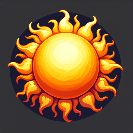 Sun.
Single Game Texture.  In-Game asset.  2d.  Blank background.  No shadows