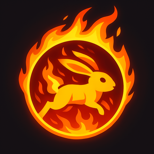 a fire bubble ball with a rabbit on flame.
In-Game asset.  2d.  High contrast.  No shadows