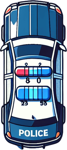 blue top down look of police cars.
Single Game Texture.  In-Game asset.  2d.  Blank background.  High contrast.  No shadows