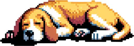 a dog sleeping on a street.
video game sprite