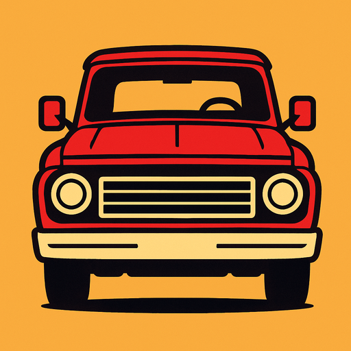 front view truck car.
In-Game asset.  2d.  High contrast.  No shadows
