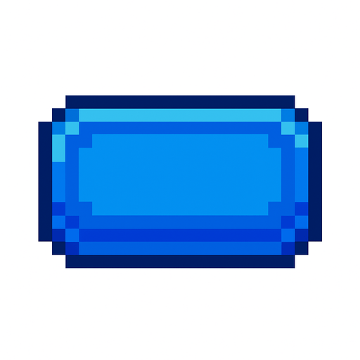 boton azul de pixeles.
In-Game asset.  2d.  High contrast.  No shadows