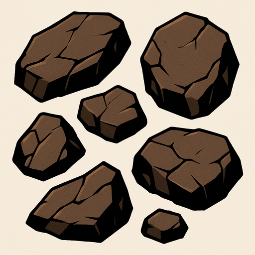 üstten bakılan kaya parçaları.
In-Game asset.  2d.  High contrast.  No shadows