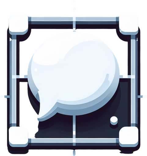 A simple, elegant white speech bubble..
Single Game Texture. In-Game asset. 2d. Blank background. High contrast. No shadows.