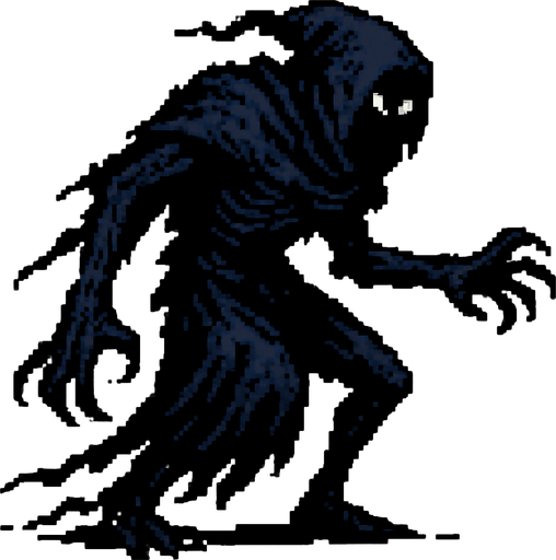 Void Stalker Dark souls style 2d pixel art.
In-Game asset.  2d.  High contrast.  No shadows