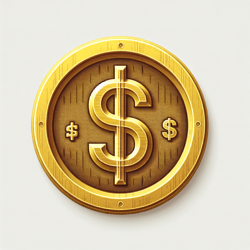 gold coin, $ sign on it, snes art.
Single Game Texture.  In-Game asset.  2d.  Blank background.  High contrast.  No shadows