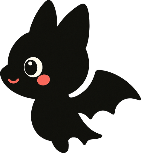 kawaii shadown bat de lado.
In-Game asset.  2d.  High contrast.  No shadows