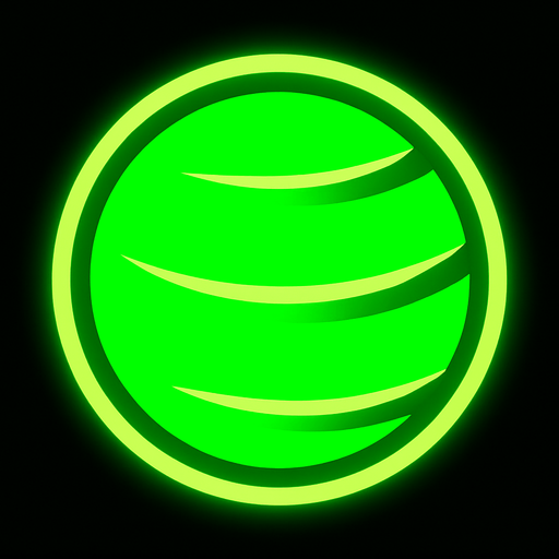 green neon ball.
In-Game asset.  2d.  High contrast.  No shadows