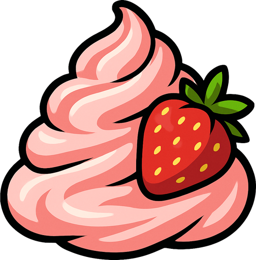 Fond d'écran crème a la fraise.
In-Game asset.  2d.  High contrast.  No shadows