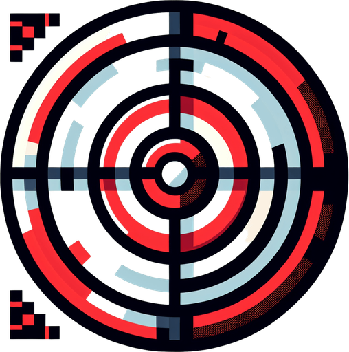 Red and white target.
Single Game Texture.  In-Game asset.  2d.  Blank background.  High contrast.  No shadows