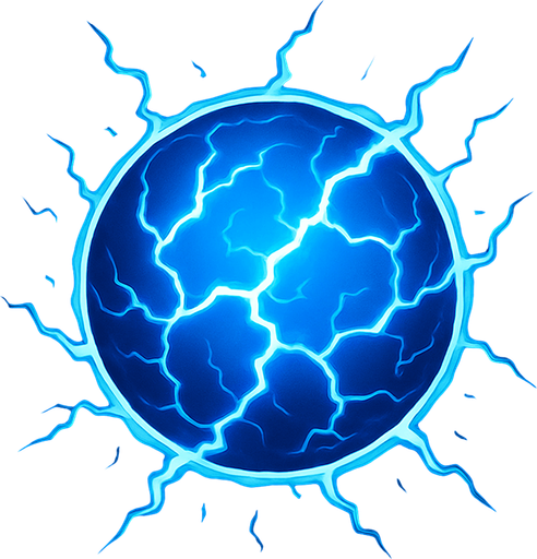 шаровая молния.
In-Game asset.  2d.  High contrast.  No shadows