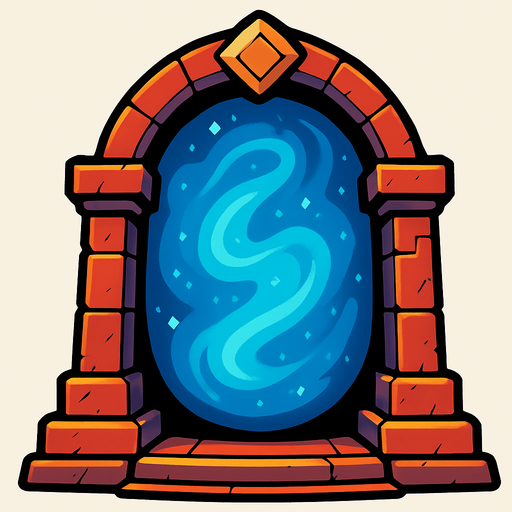 big portal magical door.
In-Game asset.  2d.  High contrast.  No shadows