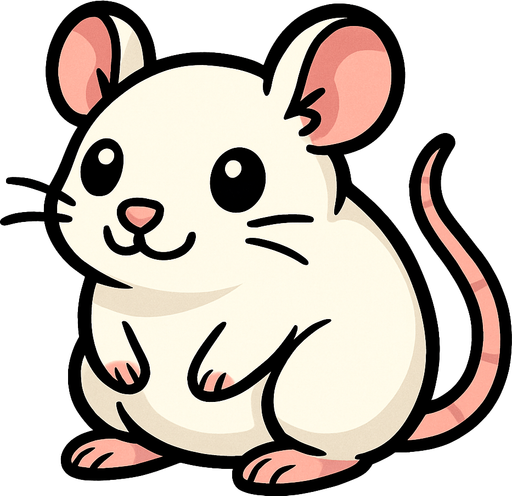 tatlı bir beyaz fare.
In-Game asset.  2d.  High contrast.  No shadows