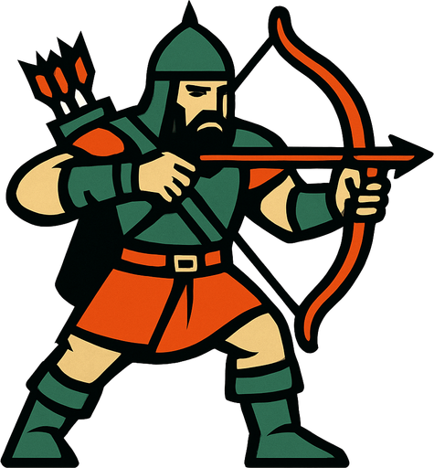 Okçu savaşçı.
In-Game asset.  2d.  High contrast.  No shadows