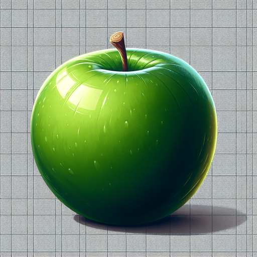 green apple.
Single Game Texture. In-Game asset. 2d. Blank background. High contrast. No shadows.