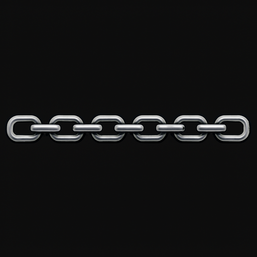 A 20 nodes straight metalic lock chain. High definition.
In-Game asset.  2d.  High contrast.  No shadows