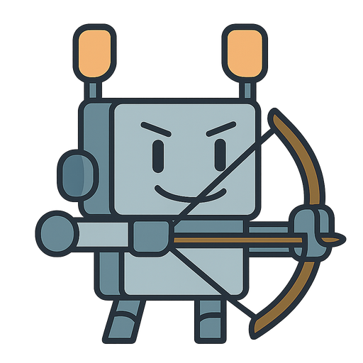 a archer robot. No background. Transparent background. Blank background. No shadows. 2d. In-Game asset. flat