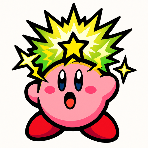 Spark kirby.
In-Game asset.  2d.  High contrast.  No shadows