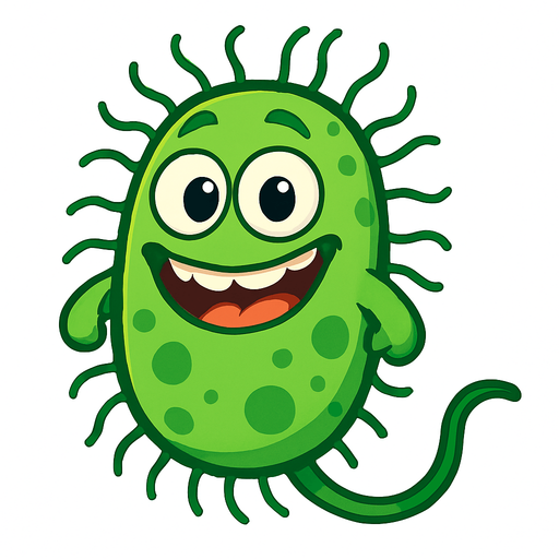 Bakteri 3d pixar.
In-Game asset.  2d.  High contrast.  No shadows