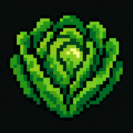 lechuga de pixeles.
In-Game asset.  2d.  High contrast.  No shadows