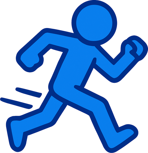 blue runner running.
In-Game asset.  2d.  High contrast.  No shadows