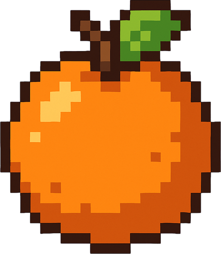 make pixel art 2d orange.
In-Game asset.  2d.  High contrast.  No shadows