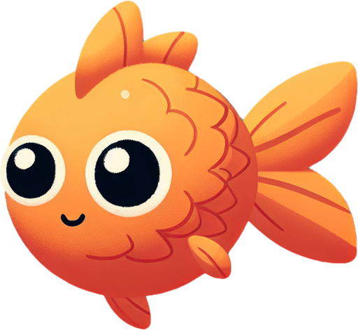 Floppy Fish the fish.
Single Game Texture.  In-Game asset.  2d.  Blank background.  High contrast.  No shadows. Floppy Fish