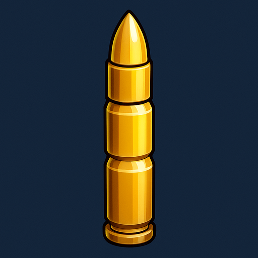 Triple vertical bullet.
In-Game asset.  3d.  High contrast.  No shadows