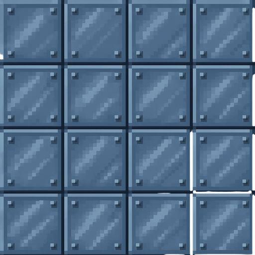 Pixel art polished steel tile floor, medium blue grey, repeating.
In-Game asset.  2d.  High contrast.  No shadows