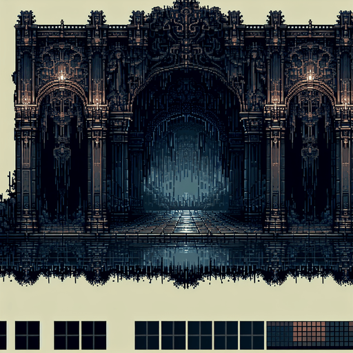 Dark and moody dungeon background. Infinite repeatable texture. 8 bit pixel art..
Single Game Texture.  In-Game asset.  2d.  Blank background.  High contrast.  No shadows
