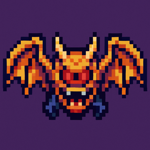 Un enemigo volador visto desde arriba, pixel cartoon..
In-Game asset.  2d.  High contrast.  No shadows