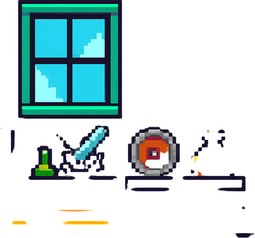 pixel shop background.
In-Game asset.  2d.  High contrast.  No shadows